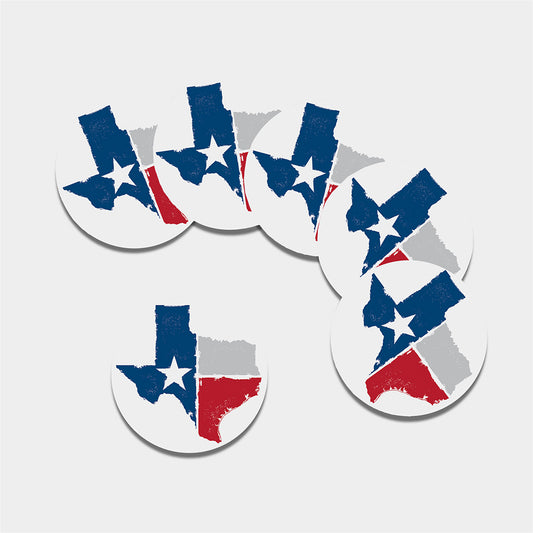 Texas State Flag Print Leather Coaster Set
