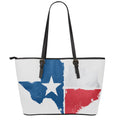 Texas State Flag Print Leather Tote Bag With Zipper