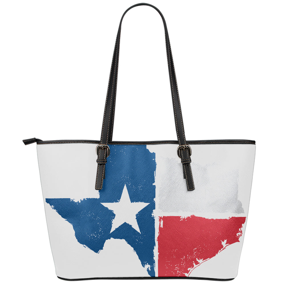 Texas State Flag Print Leather Tote Bag