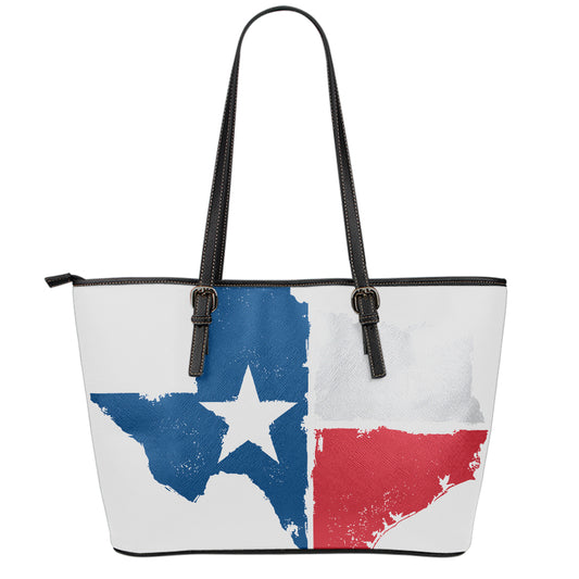 Texas State Flag Print Leather Tote Bag