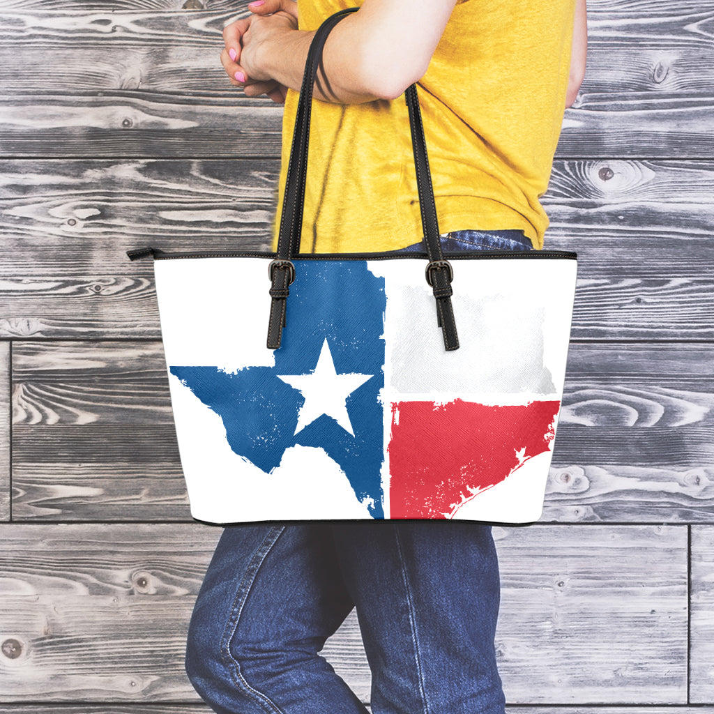 Texas State Flag Print Leather Tote Bag