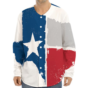 Texas State Flag Print Long Sleeve Baseball Jersey