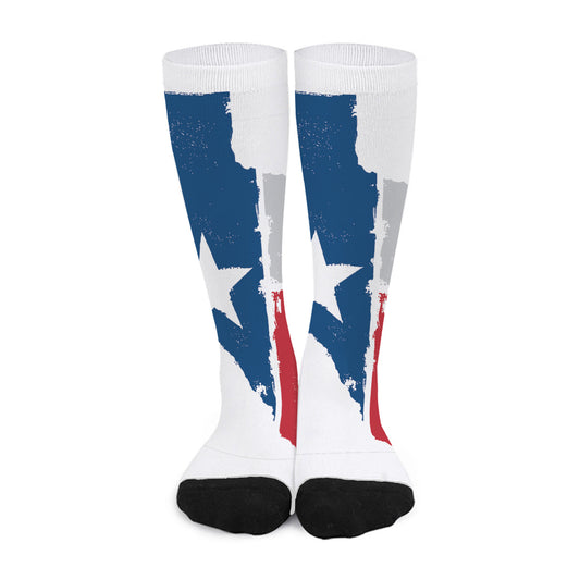 Texas State Flag Print Long Socks
