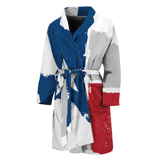 Texas State Flag Print Men's Bathrobe