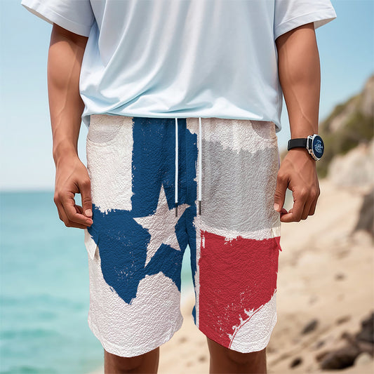Texas State Flag Print Men's Cargo Shorts