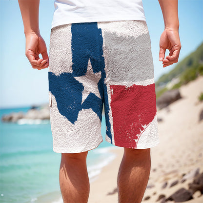 Texas State Flag Print Men's Cargo Shorts