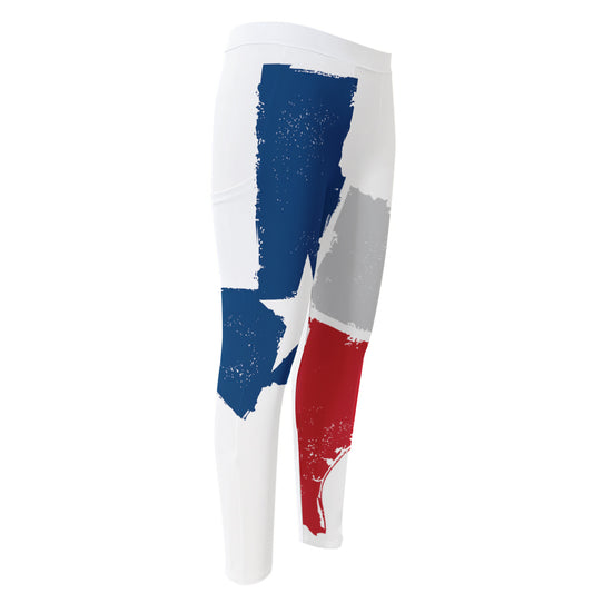 Texas State Flag Print Men's Compression Pants
