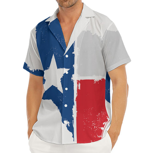Texas State Flag Print Men's Deep V-Neck Shirt