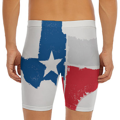 Texas State Flag Print Men's Long Boxer Briefs