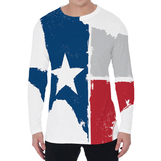 Texas State Flag Print Men's Long Sleeve T-Shirt