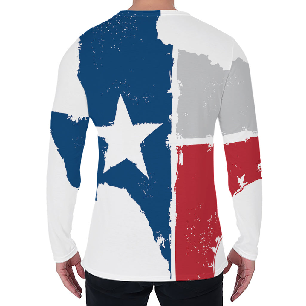 Texas State Flag Print Men's Long Sleeve T-Shirt