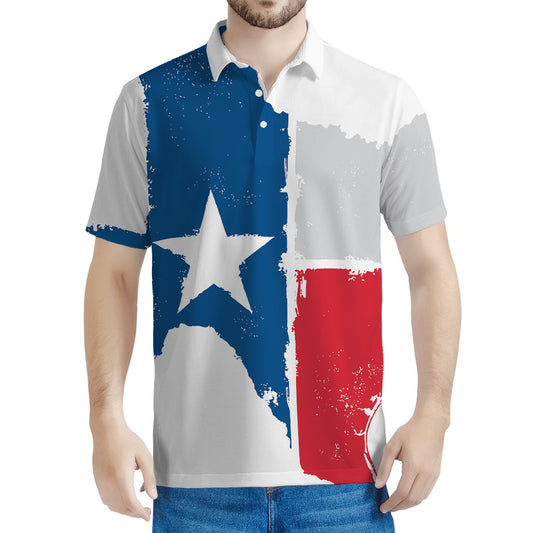Texas State Flag Print Men's Polo Shirt