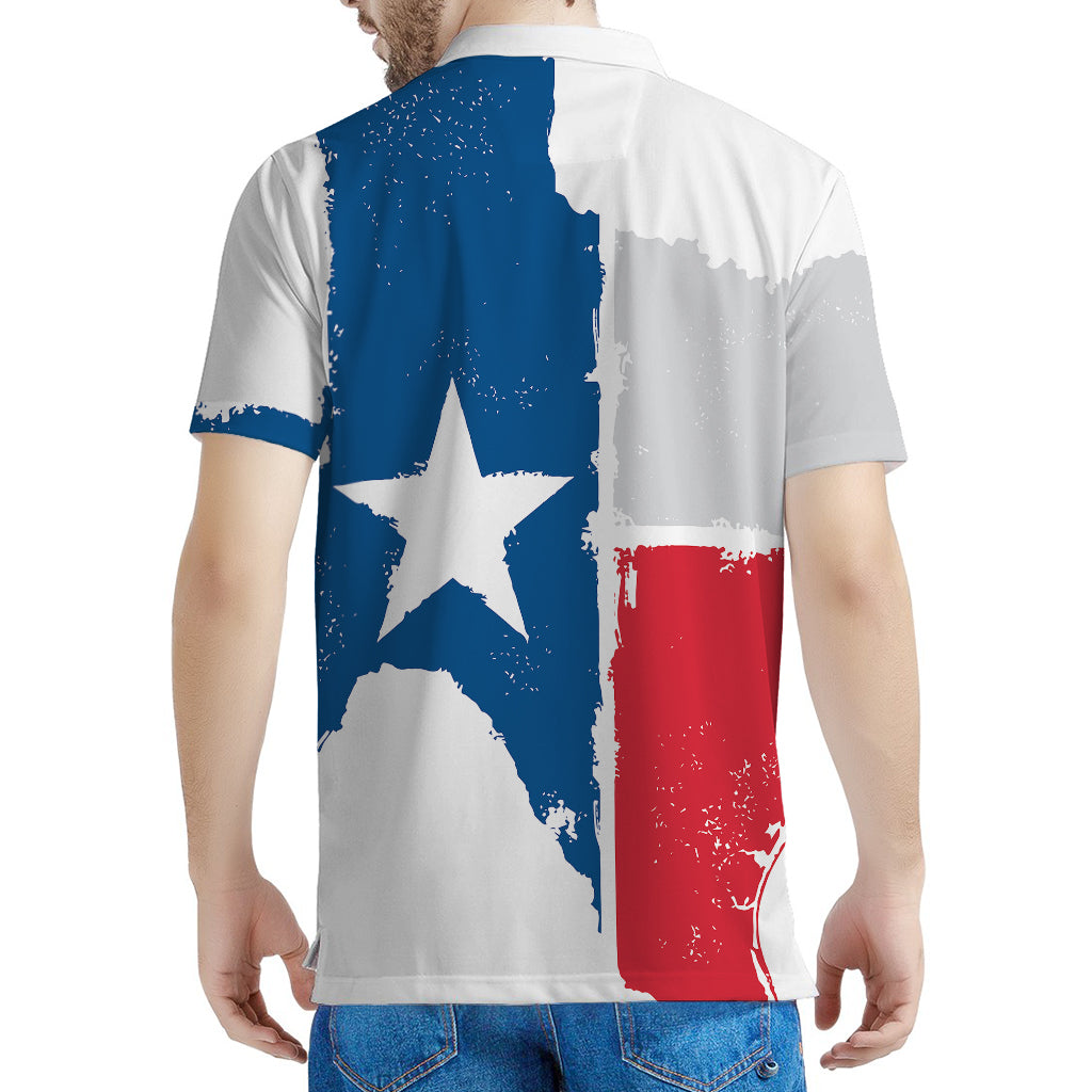Texas State Flag Print Men's Polo Shirt