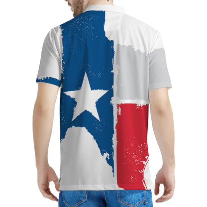Texas State Flag Print Men's Polo Shirt