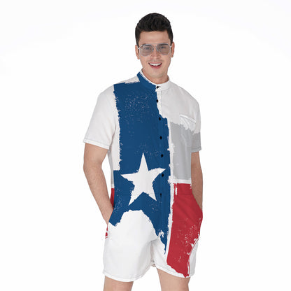 Texas State Flag Print Men's Rompers