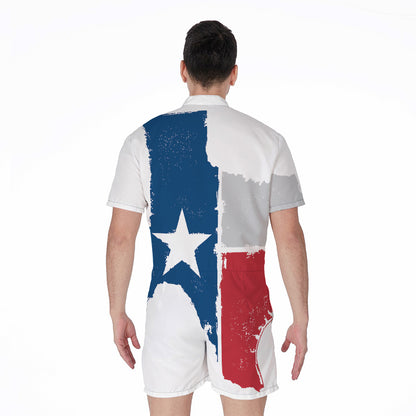 Texas State Flag Print Men's Rompers