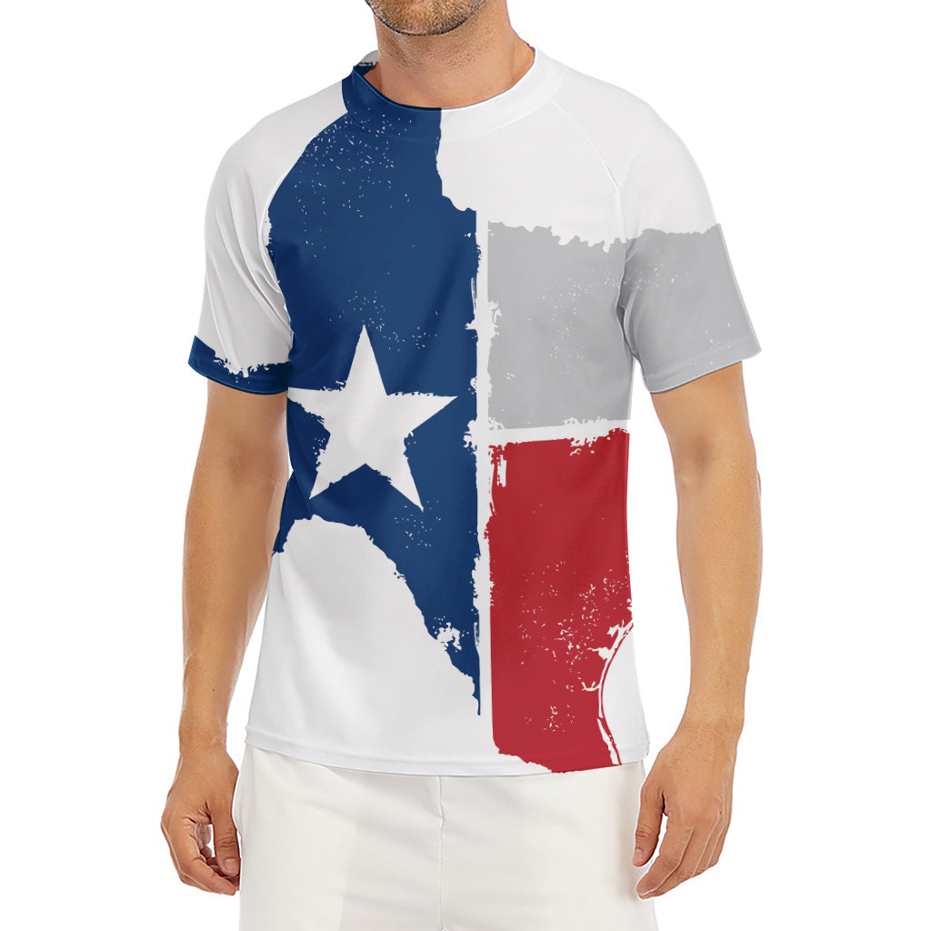 Texas State Flag Print Men's Short Sleeve Rash Guard