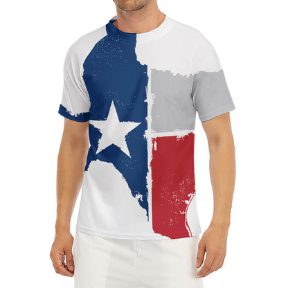Texas State Flag Print Men's Short Sleeve Rash Guard