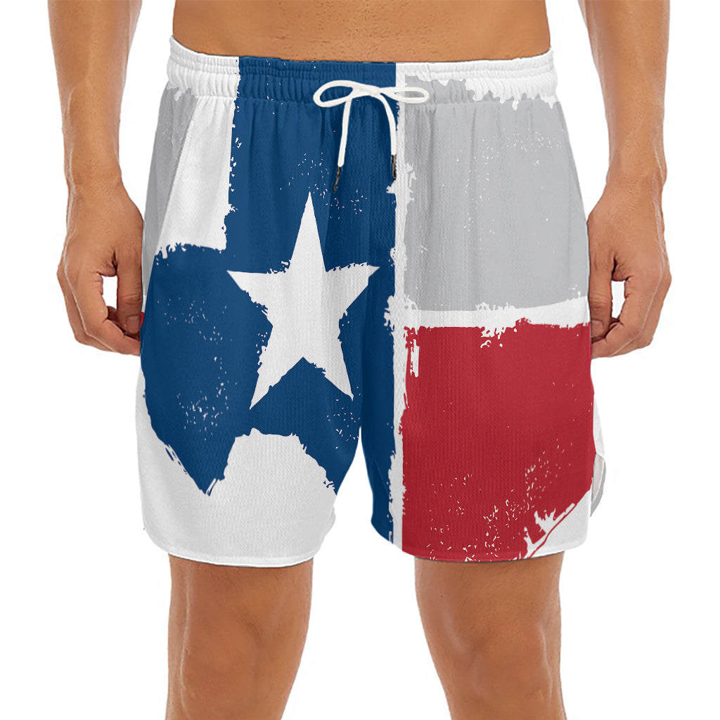 Texas State Flag Print Men's Split Running Shorts