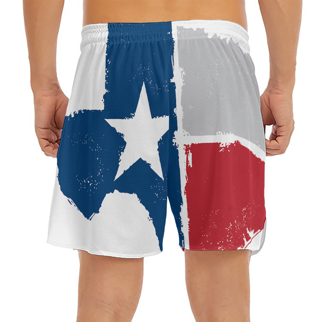 Texas State Flag Print Men's Split Running Shorts