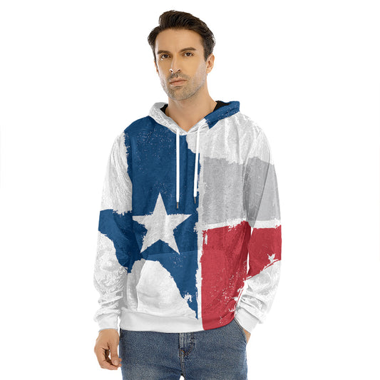 Texas State Flag Print Men's Velvet Pullover Hoodie