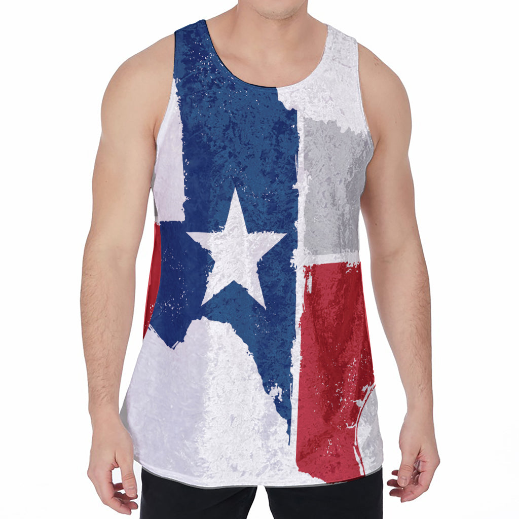 Texas State Flag Print Men's Velvet Tank Top