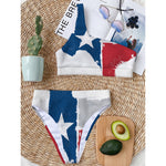Texas State Flag Print One Shoulder Bikini Top