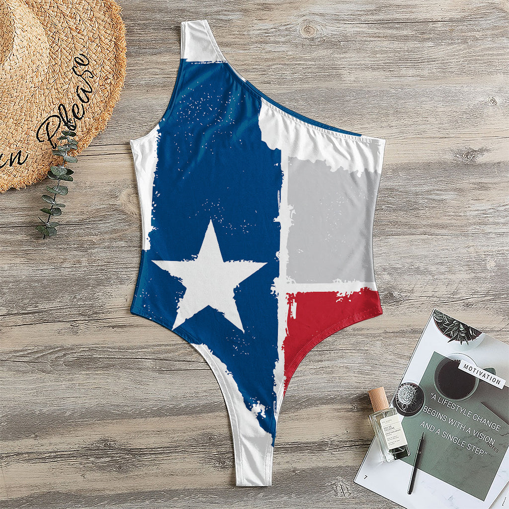 Texas State Flag Print One Shoulder Bodysuit