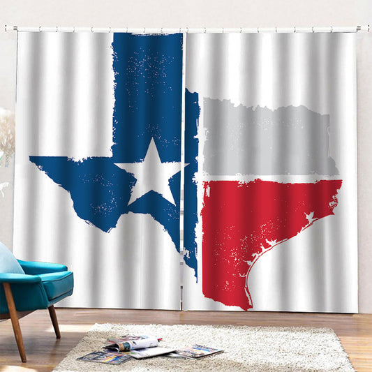 Texas State Flag Print Pencil Pleat Curtains