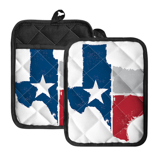 Texas State Flag Print Pot Holders With Pocket