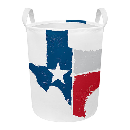 Texas State Flag Print Round Laundry Basket