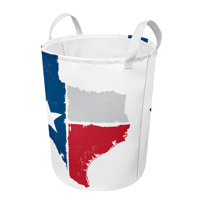 Texas State Flag Print Round Laundry Basket
