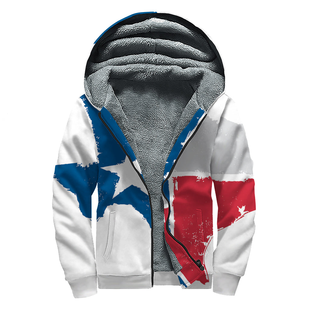 Texas State Flag Print Sherpa Lined Zip Up Hoodie