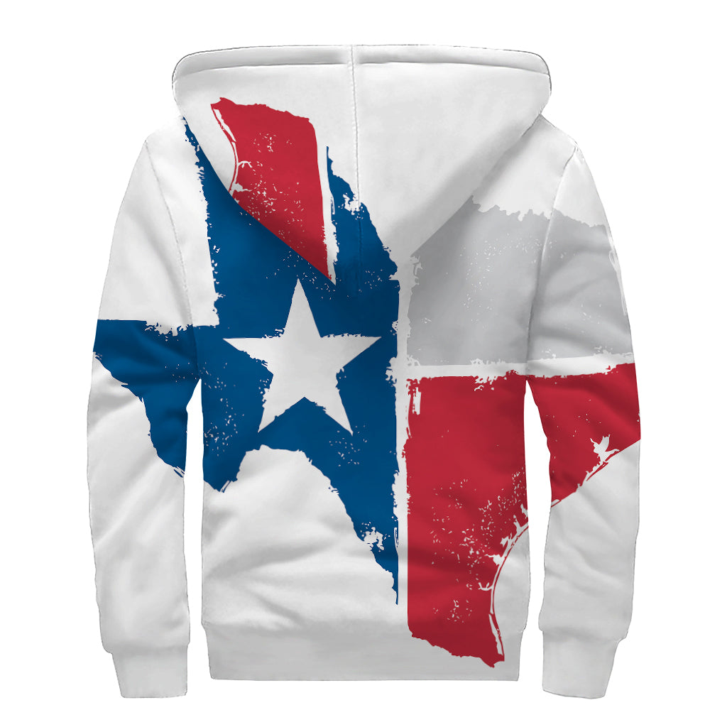 Texas State Flag Print Sherpa Lined Zip Up Hoodie