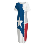 Texas State Flag Print Short Sleeve Long Nightdress