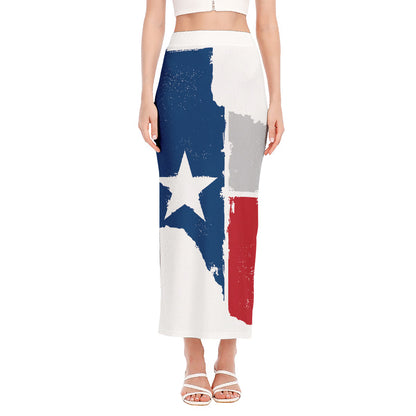 Texas State Flag Print Side Slit Maxi Skirt