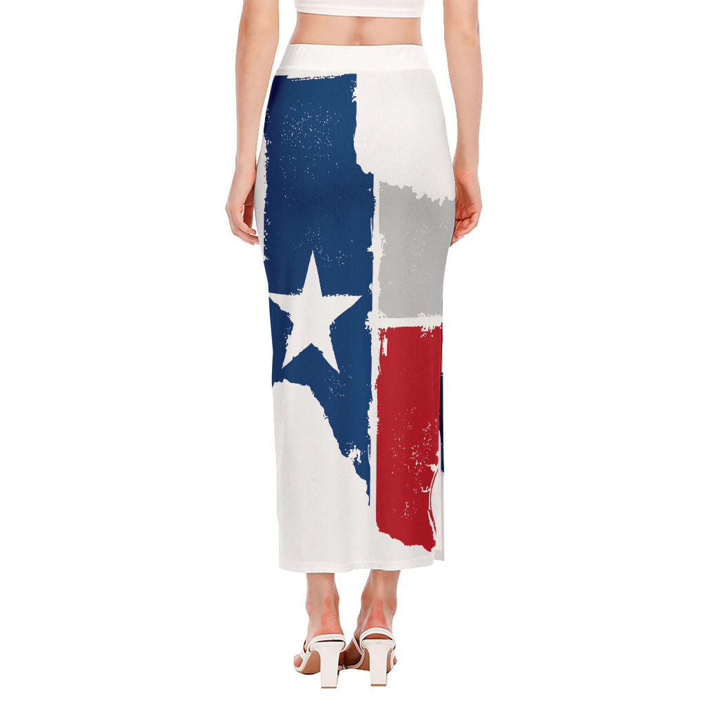 Texas State Flag Print Side Slit Maxi Skirt