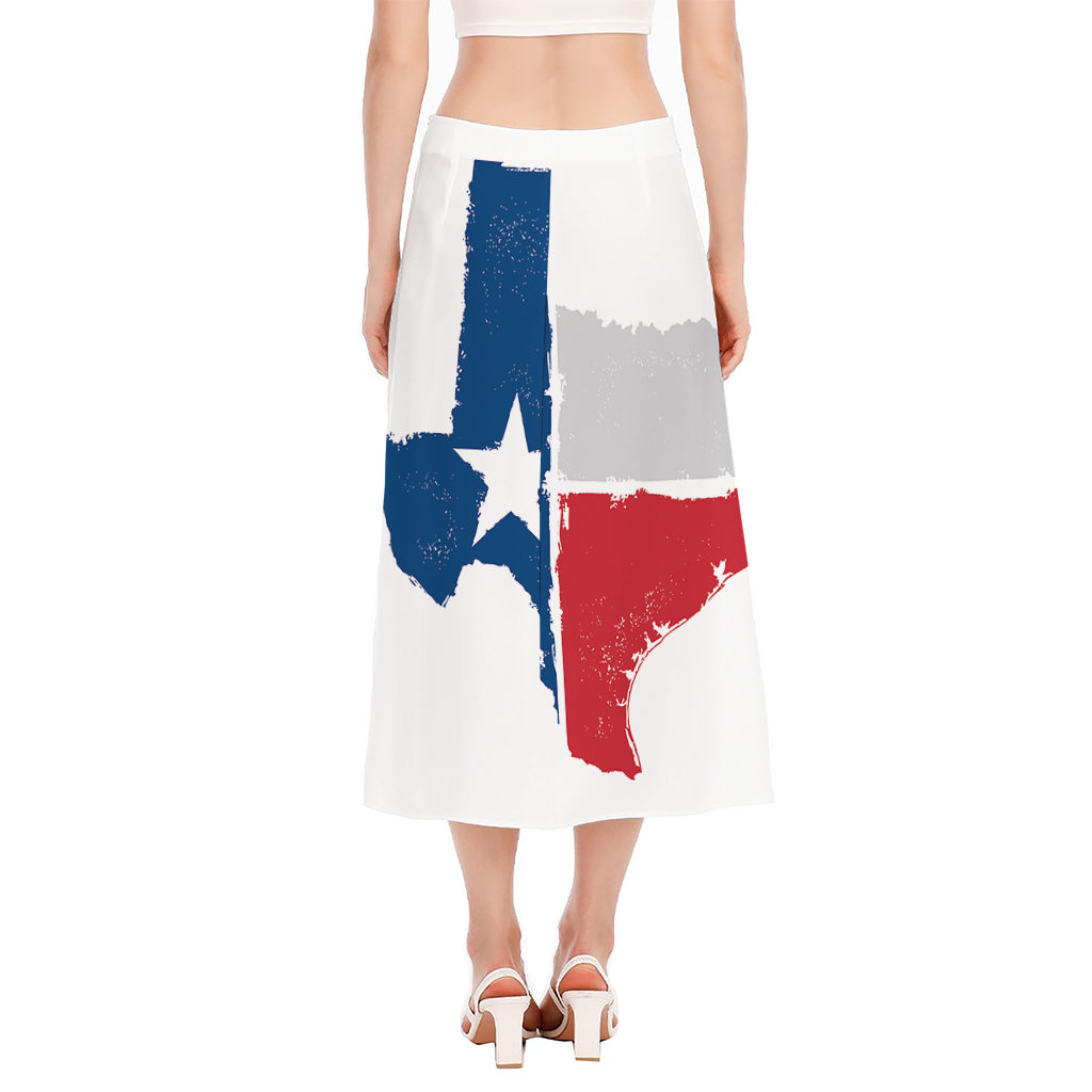 Texas State Flag Print Side Slit Midi Skirt
