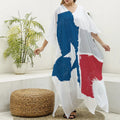 Texas State Flag Print Silk V-Neck Kaftan Dress