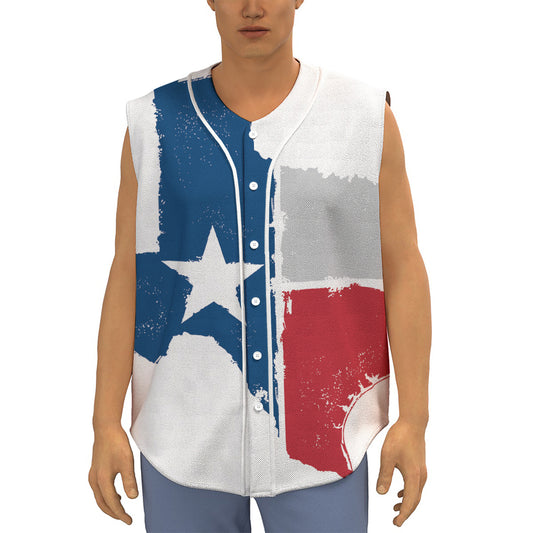Texas State Flag Print Sleeveless Baseball Jersey