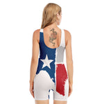 Texas State Flag Print Sleeveless One Piece Swimsuit