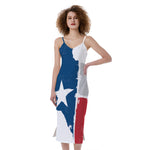Texas State Flag Print Slim Fit Midi Cami Dress
