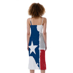 Texas State Flag Print Slim Fit Midi Cami Dress