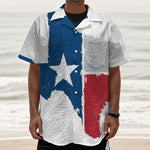 Texas State Flag Print Textured Short Sleeve Shirt