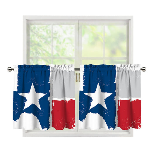 Texas State Flag Print Tier Curtains