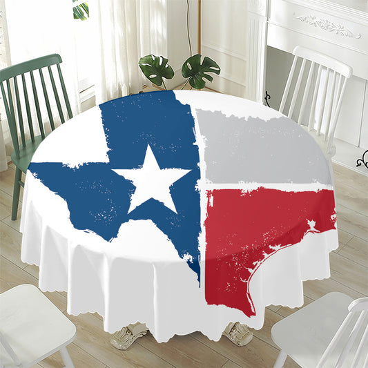 Texas State Flag Print Waterproof Round Tablecloth