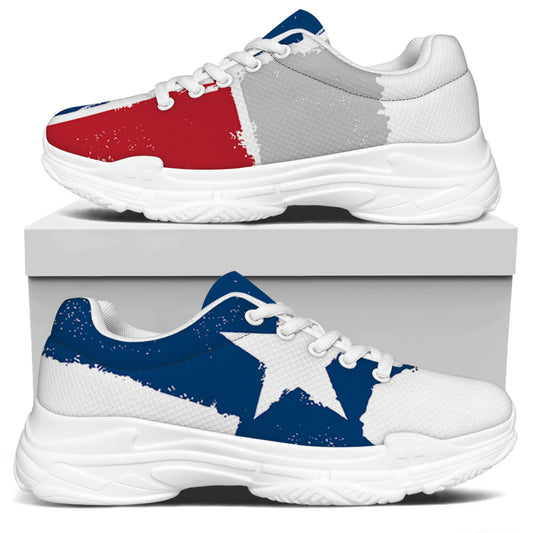 Texas State Flag Print White Chunky Shoes