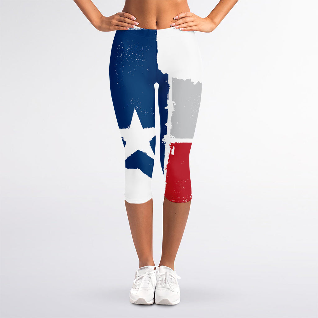 Texas State Flag Print Women's Capri Leggings
