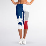 Texas State Flag Print Women's Capri Leggings