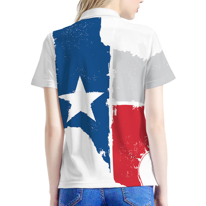 Texas State Flag Print Women's Polo Shirt